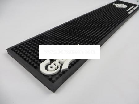 Custom Black PVC Bar Service Mat With 3D Logo 