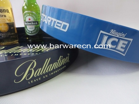 Custom Round Plastic Bar Serving Tray With Printing Logo 