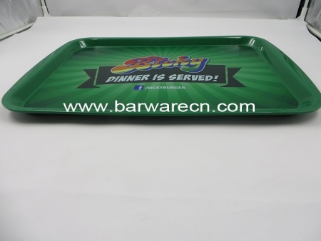 Personalised anti slip rectangle plastic bar food serving tray 