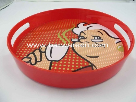 Best quality round plastic anti-slip serving tray with custom logo 