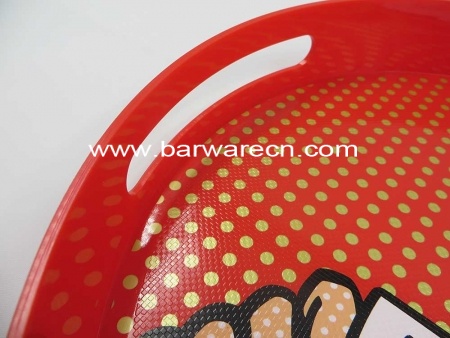 Best quality round plastic anti-slip serving tray with custom logo 