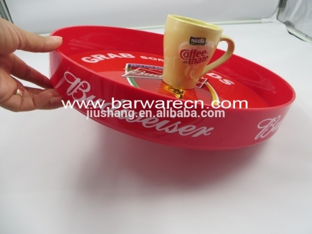 Best quality round plastic anti-slip serving tray with custom logo 