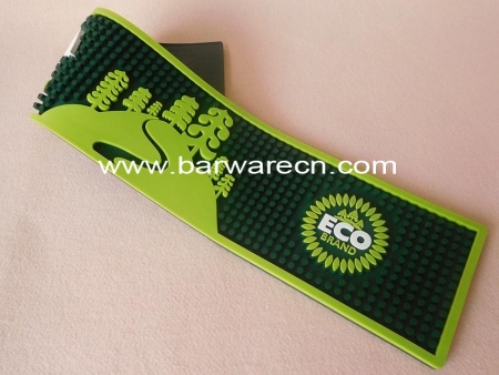 green color square pvc bar service mat with embossed logo 