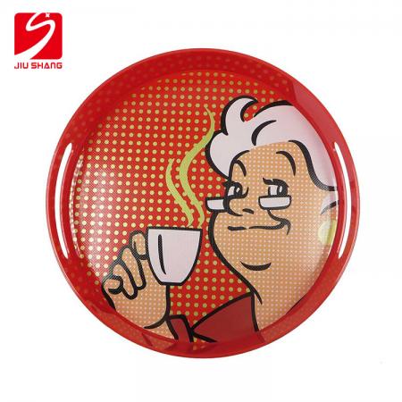 Best quality round plastic anti-slip serving tray with custom logo 