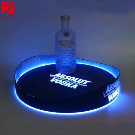 LED Plastic Round Bar Serving Tray 