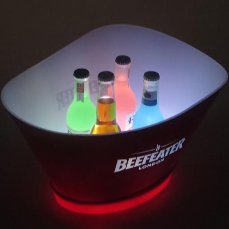 LED Beer Cooler Bucket With Hollow Out Logo 