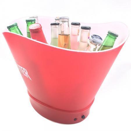 LED Beer Cooler Bucket With Hollow Out Logo 