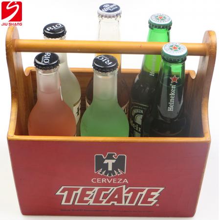 6 Cpmpartment Rectangle Wooden Bottle Holder 