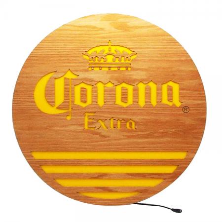 Wooden Sign Board With Lighting Logo 