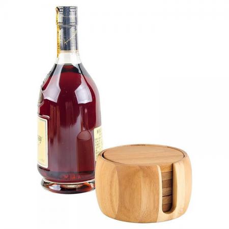 Round Bamboo Coasters With Holder 