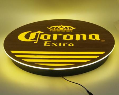 Wooden Sign Board With Lighting Logo 