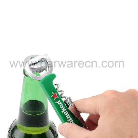 Stainless Steel Doubled Hinged Bottle Opener with Plastic Handle 