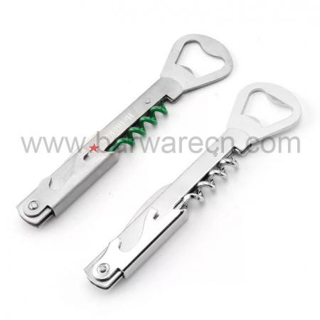 Stainless Steel Doubled Hinged Bottle Opener with Plastic Handle 