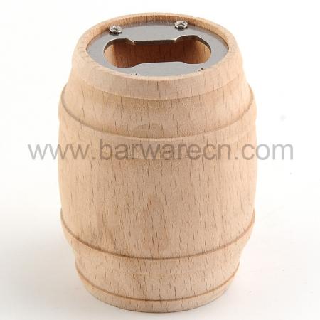 Barrel Shape Stainless Steel Wooden Bottle Opener 