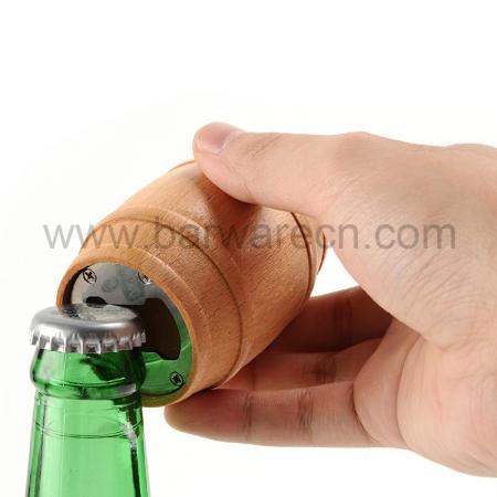 Barrel Shape Stainless Steel Wooden Bottle Opener 