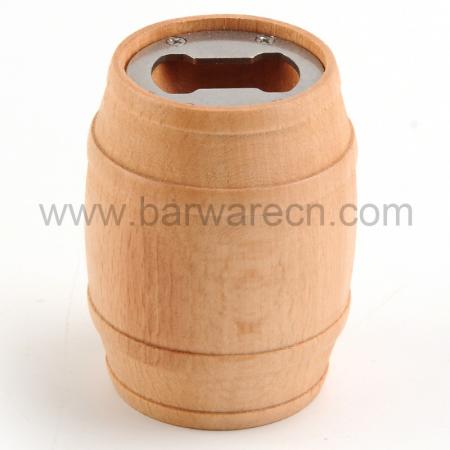 Barrel Shape Stainless Steel Wooden Bottle Opener 