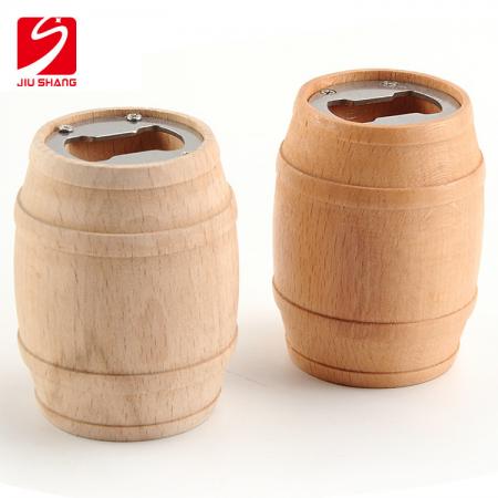 Barrel Shape Stainless Steel Wooden Bottle Opener 