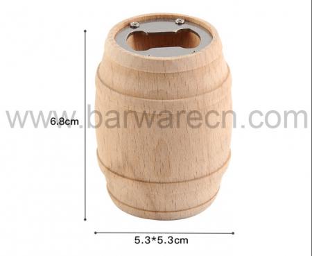 Barrel Shape Stainless Steel Wooden Bottle Opener 