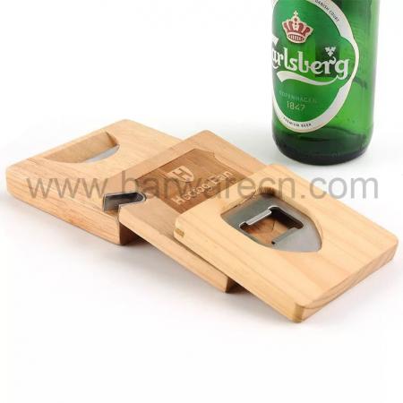 Personalized TWO-IN-ONE Wood Coasters with Built in Bottle Opener 