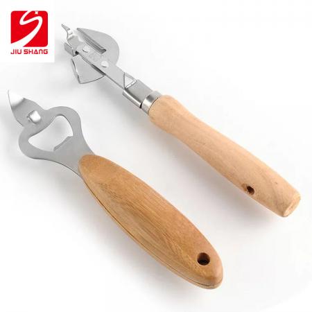 Metallic Vintage Wooden Handle Bottle Opener Laser Engraved 