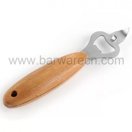 Metallic Vintage Wooden Handle Bottle Opener Laser Engraved 