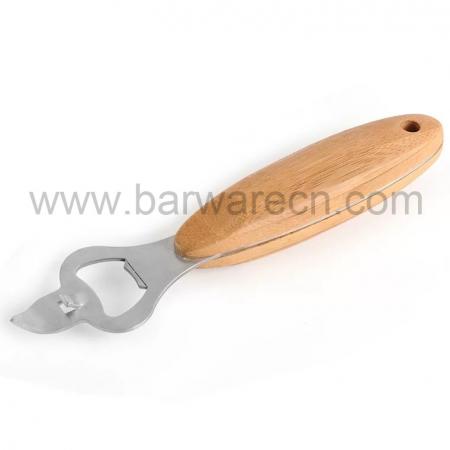 Metallic Vintage Wooden Handle Bottle Opener Laser Engraved 