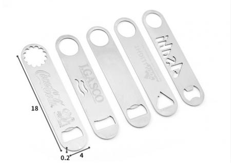 Stainless Steel Flat Bottle Opener Personalized Bar Blade Custom Logo & Text Free Engraving 