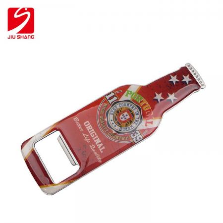 Full color Retro Style Metal Bottle Shaped Opener Filled with Beer 