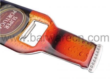 Full color Retro Style Metal Bottle Shaped Opener Filled with Beer 