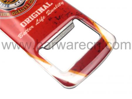 Full color Retro Style Metal Bottle Shaped Opener Filled with Beer 