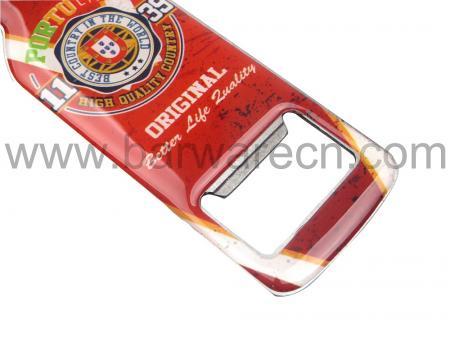 Full color Retro Style Metal Bottle Shaped Opener Filled with Beer 