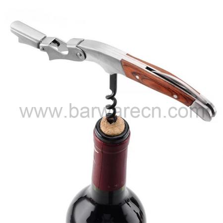 Multi-function Portable Corkscrew Wine Bottle Opener with Wood Handle 