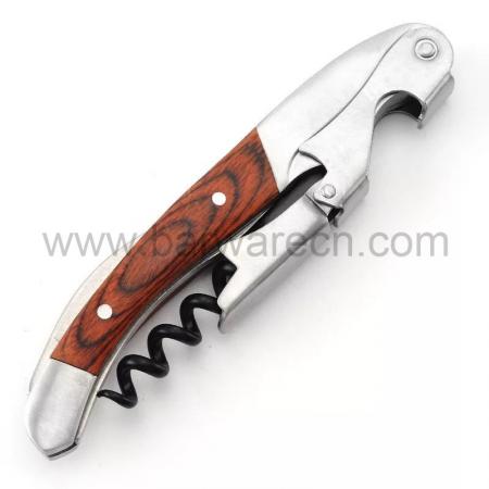 Multi-function Portable Corkscrew Wine Bottle Opener with Wood Handle 