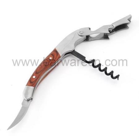 Multi-function Portable Corkscrew Wine Bottle Opener with Wood Handle 