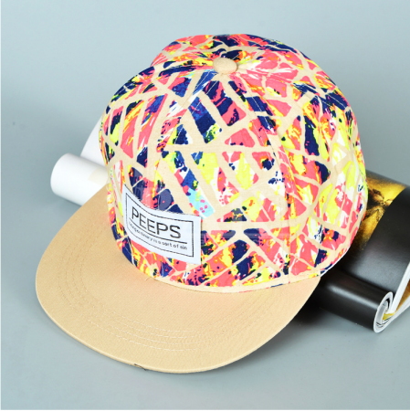 Custom Cotton 6 Panel Fashion Flat Cap With Leopard Print 