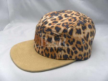 Popular 5 Panels Natural Cotton Snapback Hat With Lether Patch 