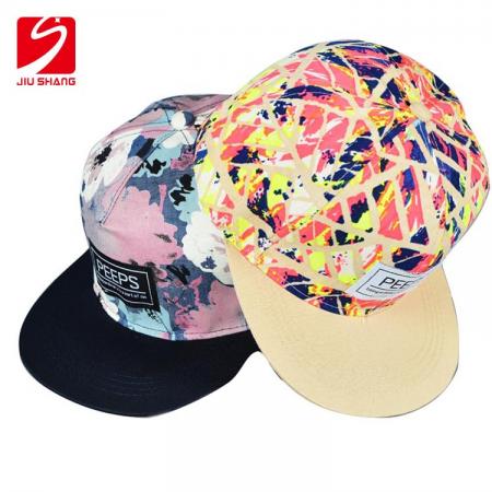 Custom Cotton 6 Panel Fashion Flat Cap With Leopard Print 