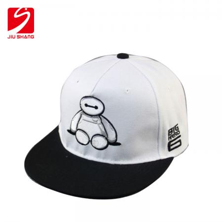 Custom White Canvas Hip Hop Hat With Baymax Logo 