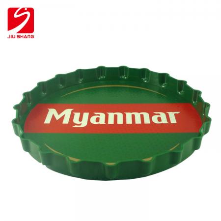 Printing logo round plastic serving tray for beer 