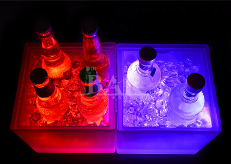 OEM Square Blue LED Beer Bucket Ice Chiller 