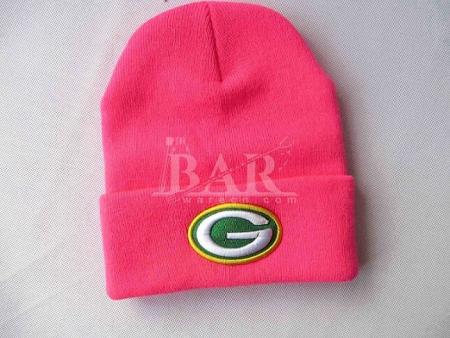 Custom Pink Girls Beanie Hats With Embroidered Logo For Promotion 