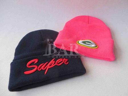 Custom Pink Girls Beanie Hats With Embroidered Logo For Promotion 