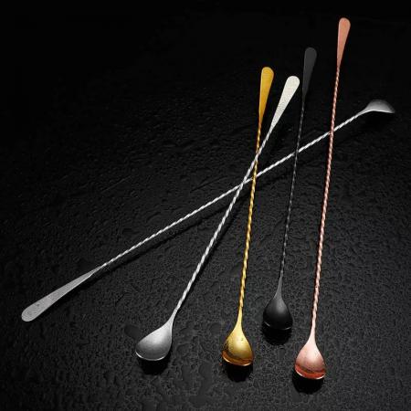 China manufacturer metal long-handled  mixing spoon cocktail spoon 