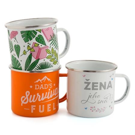 Outdoor high quality Customized printed Colorful Sublimation or Logo printing Custom Camping Ename Mug 