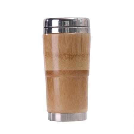 Stainless steel bamboo shell wood grain business car mug 