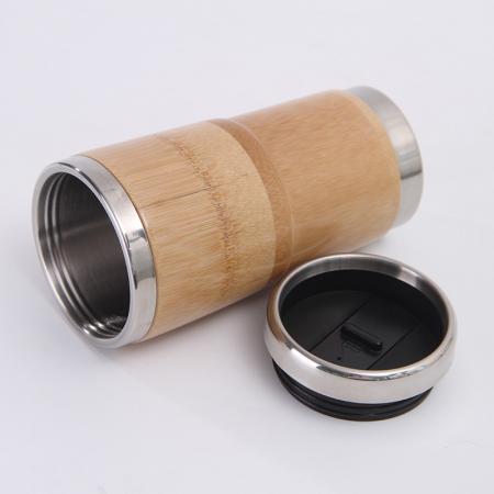 Stainless steel bamboo shell wood grain business car mug 