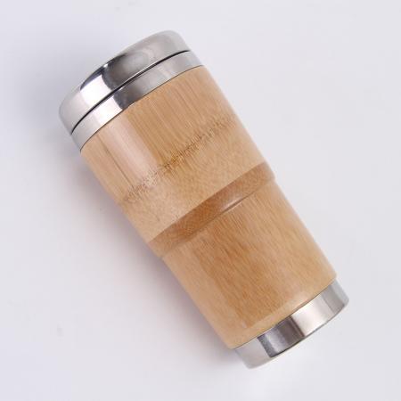 Stainless steel bamboo shell wood grain business car mug 