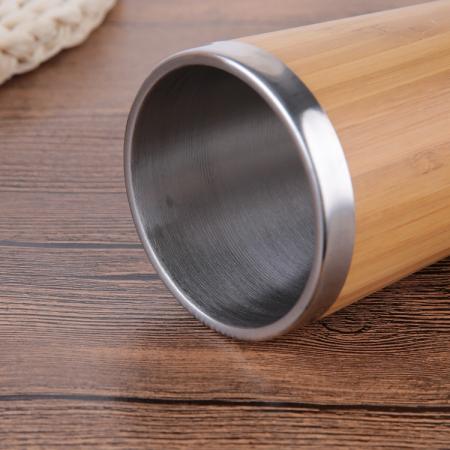 double wall vacuum flesk with bamboo shell made in china 