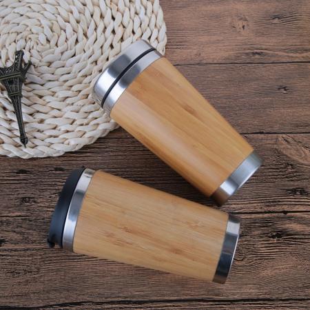 double wall vacuum flesk with bamboo shell made in china 