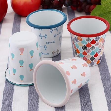 Blank manufacturers wholesale enamel v-shaped conical cup advertising gifts 